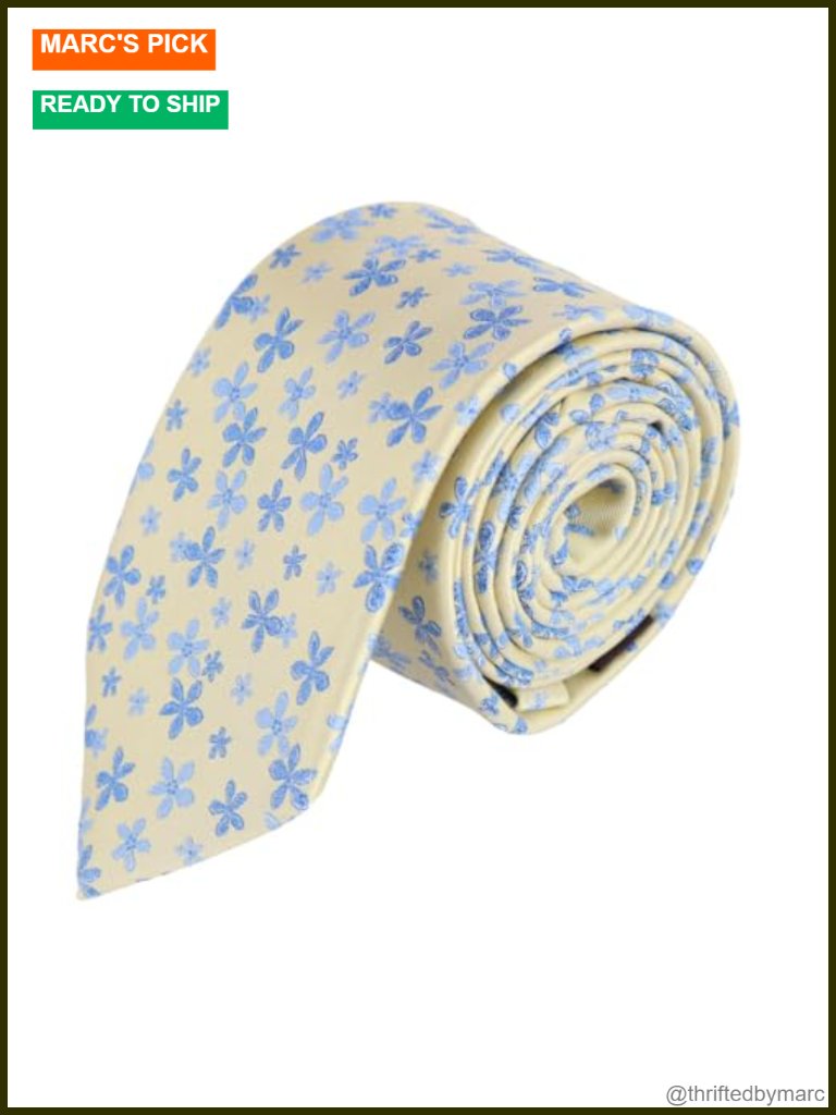 Silk Novelty Necktie Floral Print Woven Tie 57.5" Long